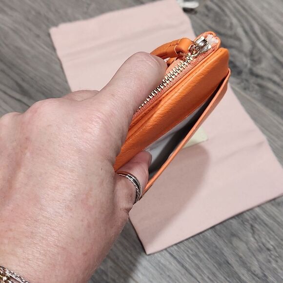 NWOT Orange Pebbled Leather Radley Snap Fold Wallet - Picture 3 of 6